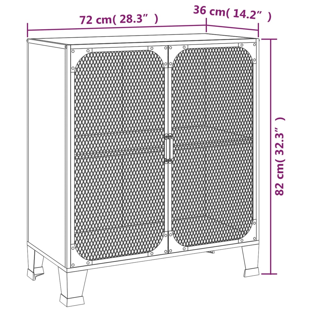 Armadietto Marrone Rustico 72x36x82 cm in Metallo e MDF | homemem39