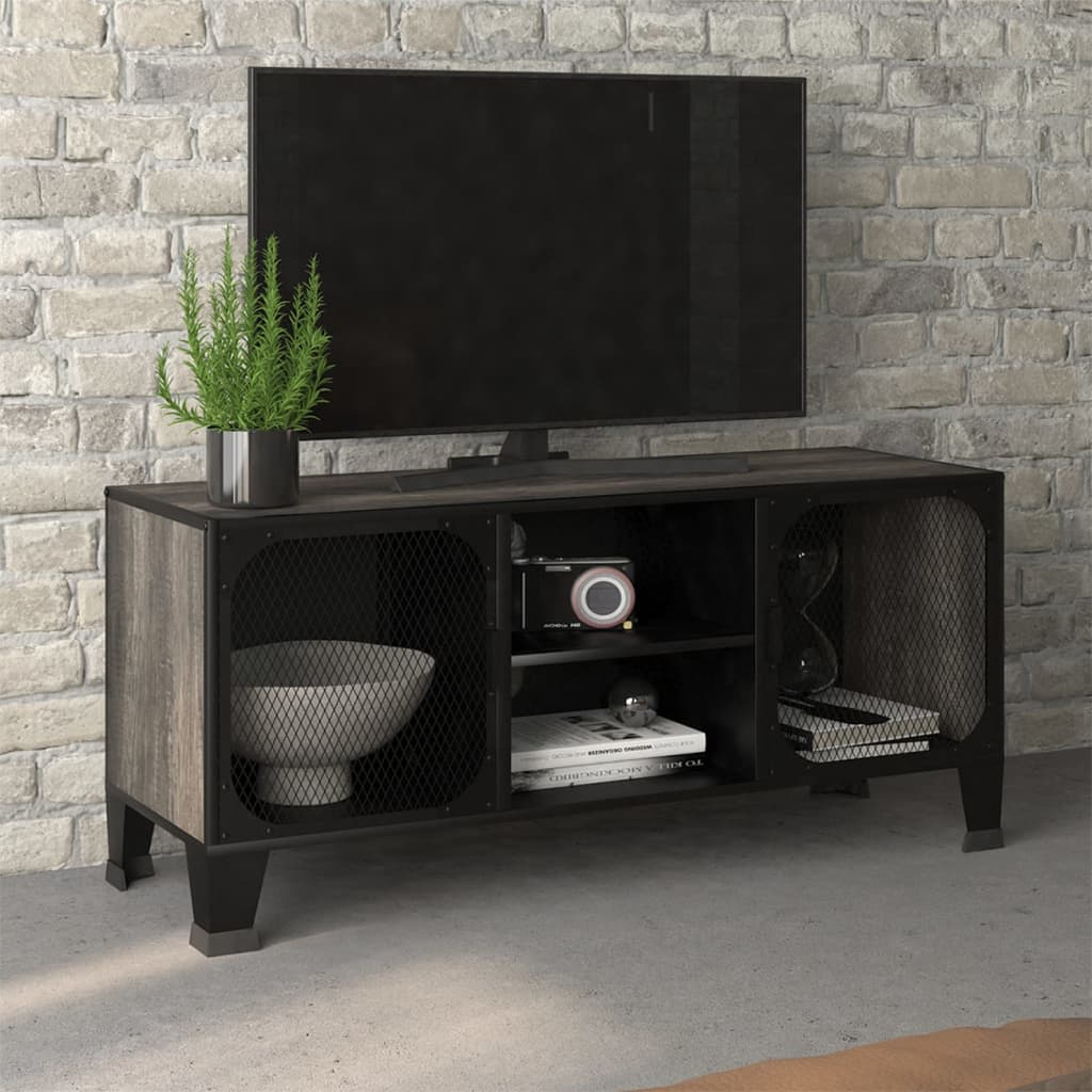 Mobile Porta TV Grigio 105x36x47 cm in Metallo e MDF - homemem39