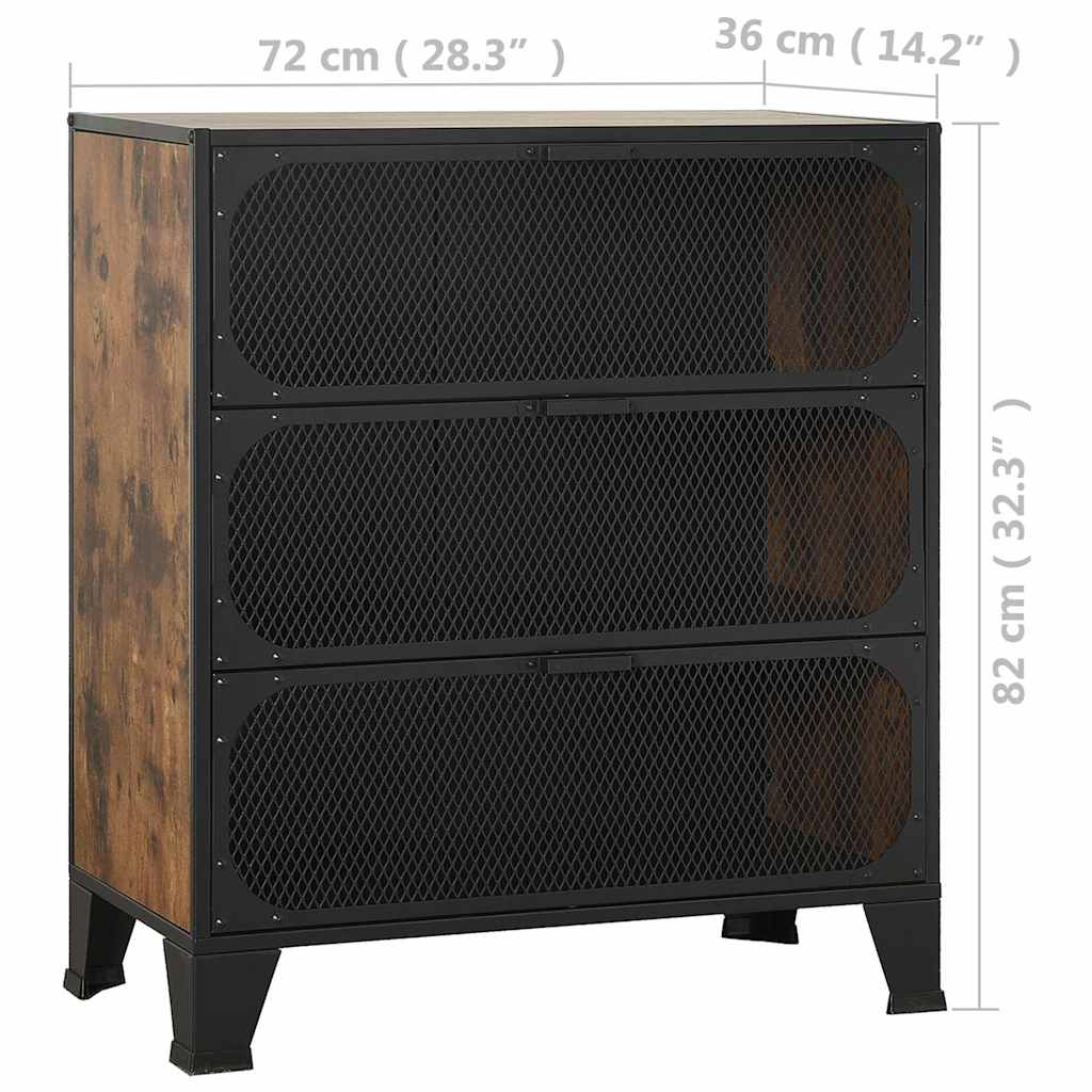 Armadietto Marrone Rustico 72x36x82 cm in Metallo e MDF