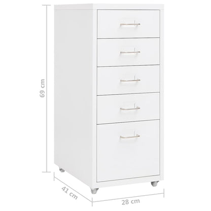 Schedario Mobile Bianco 28x41x69 cm in Metallo | homemem39
