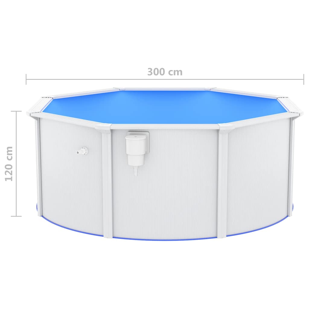 Piscina con Pareti in Acciaio 300x120 cm Bianca | homemem39
