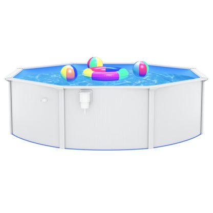 Piscina con Pareti in Acciaio Rotonda 460x120 cm Bianca | homemem39