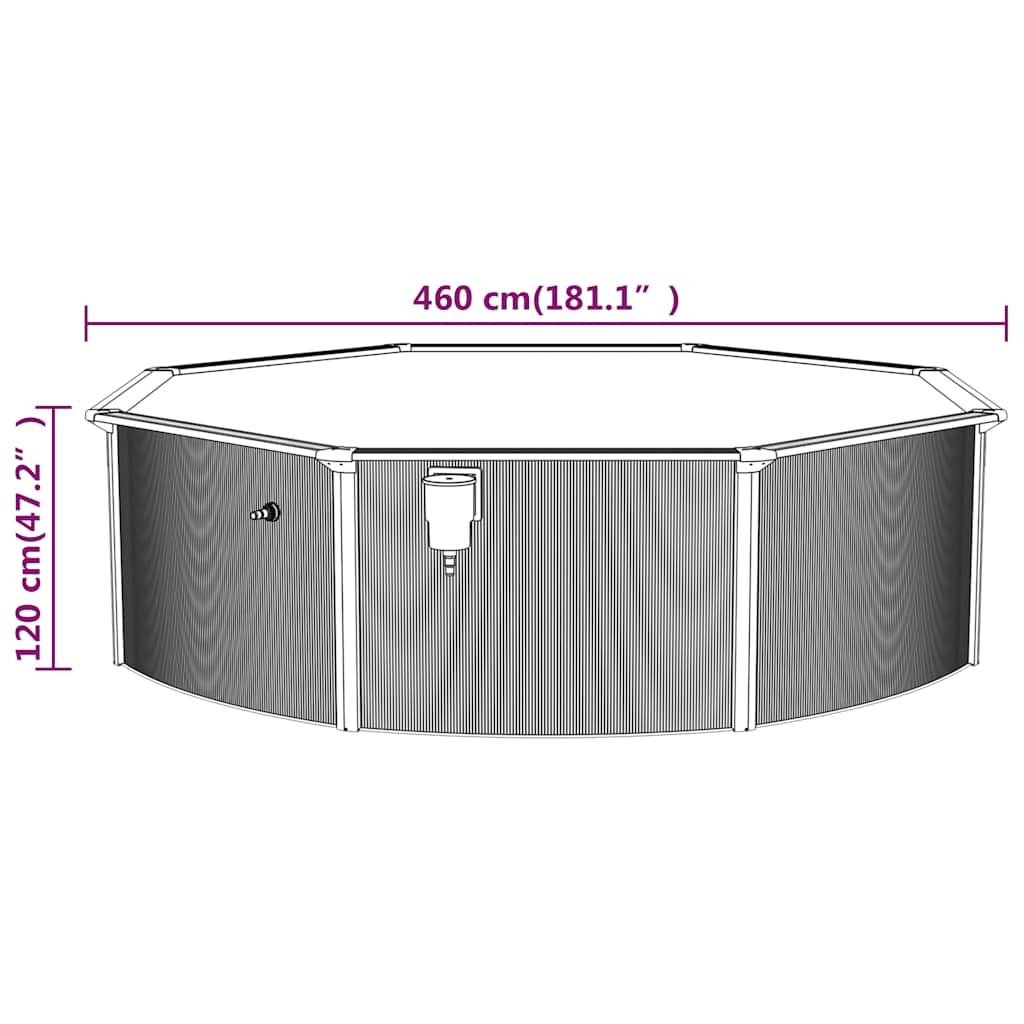 Piscina con Pareti in Acciaio Rotonda 460x120 cm Bianca - homemem39