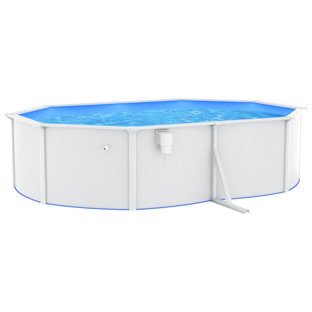 Piscina con Pareti in Acciaio Ovale 490x360x120 cm Bianca - homemem39