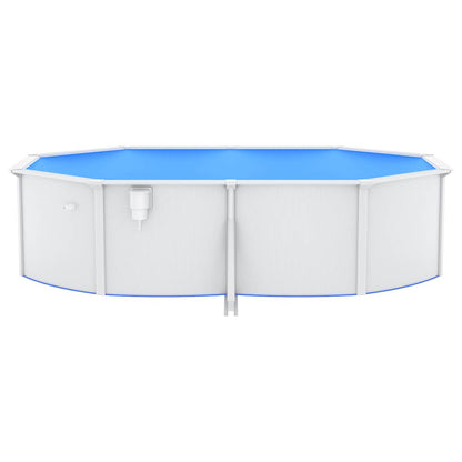 Piscina con Pareti in Acciaio Ovale 490x360x120 cm Bianca - homemem39