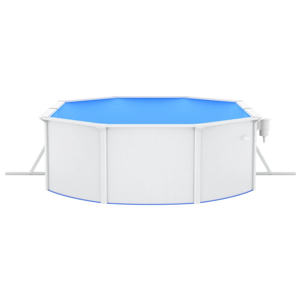 Piscina con Pareti in Acciaio Ovale 490x360x120 cm Bianca - homemem39