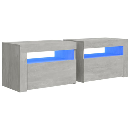 Comodini 2 pz con Luci a LED Grigio Cemento 60x35x40 cm - homemem39