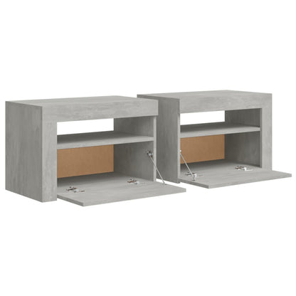 Comodini 2 pz con Luci a LED Grigio Cemento 60x35x40 cm - homemem39