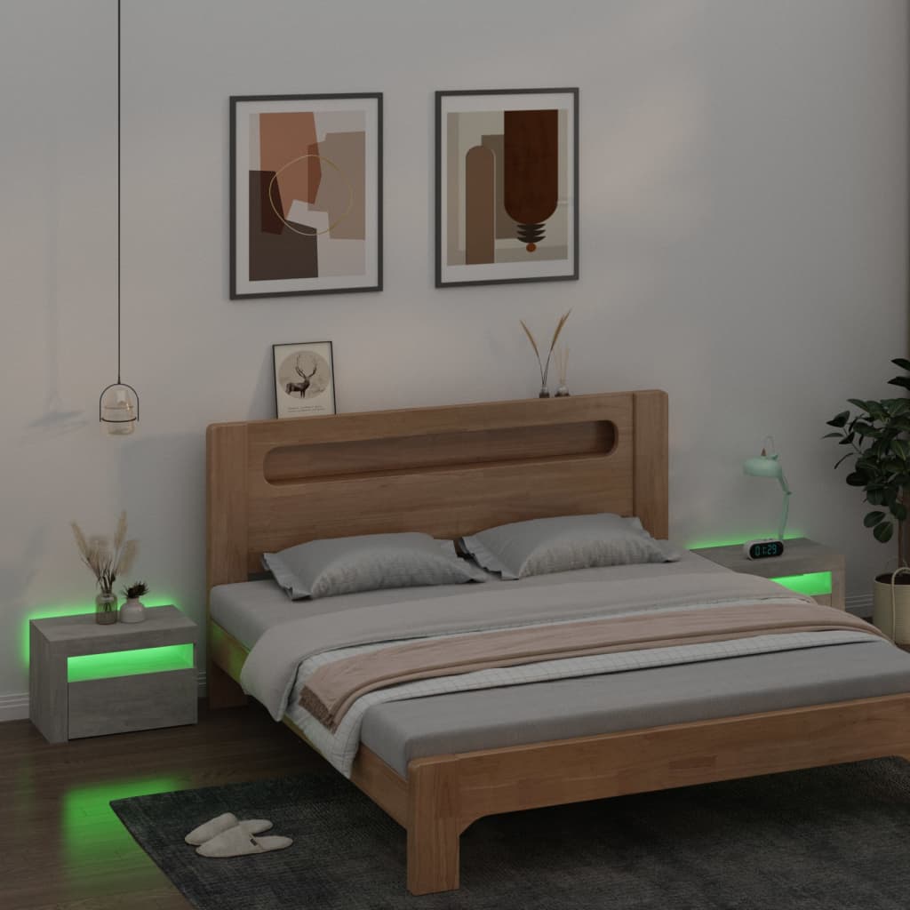 Comodini 2 pz con Luci a LED Grigio Cemento 60x35x40 cm - homemem39