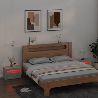 Comodini 2 pz con Luci a LED Grigio Cemento 60x35x40 cm - homemem39