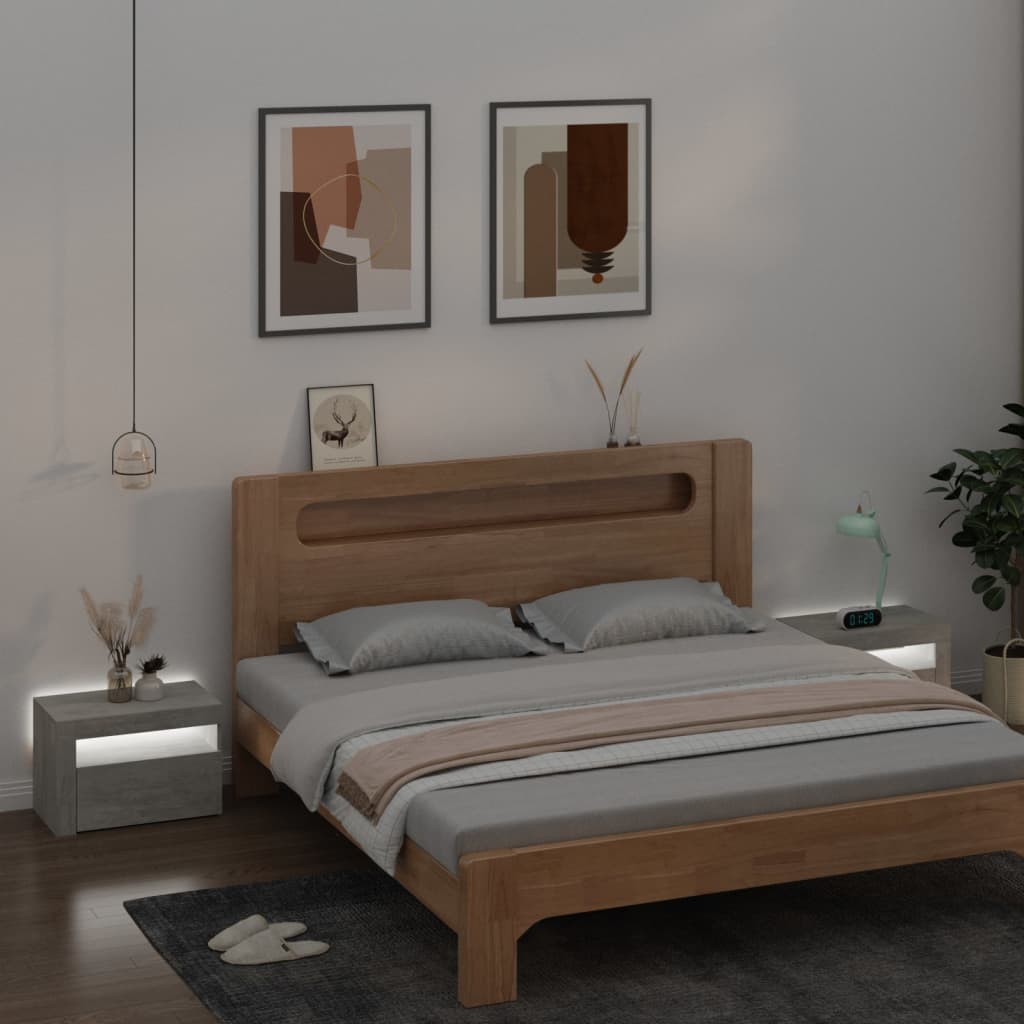 Comodini 2 pz con Luci a LED Grigio Cemento 60x35x40 cm - homemem39