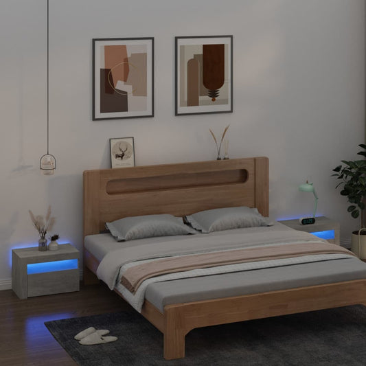 Comodini 2 pz con Luci a LED Grigio Cemento 60x35x40 cm - homemem39