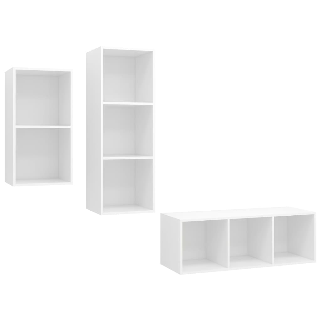 Set Mobili Porta TV 3 pz Bianco in Legno Multistrato - homemem39