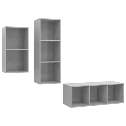 Set Mobili TV 3 pz Grigio Cemento in Legno Multistrato - homemem39