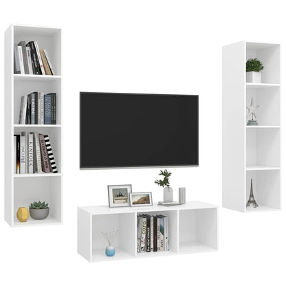Set Mobile TV 3 pz Bianco in Truciolato - homemem39