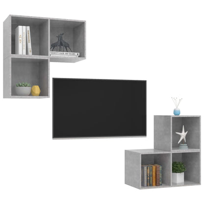 Set Porta TV 4 pz Grigio Cemento in Truciolato - homemem39