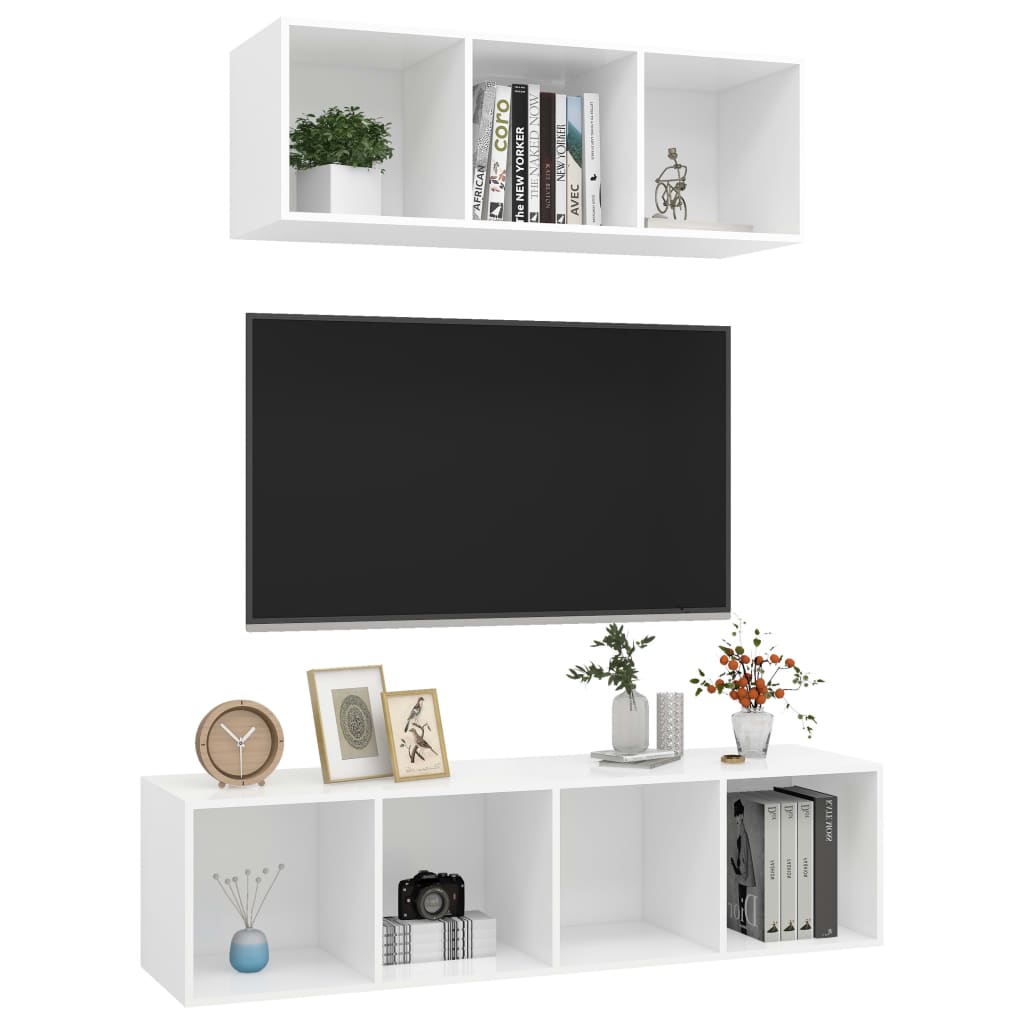 Set Mobile TV 2 pz Bianco in Truciolato - homemem39