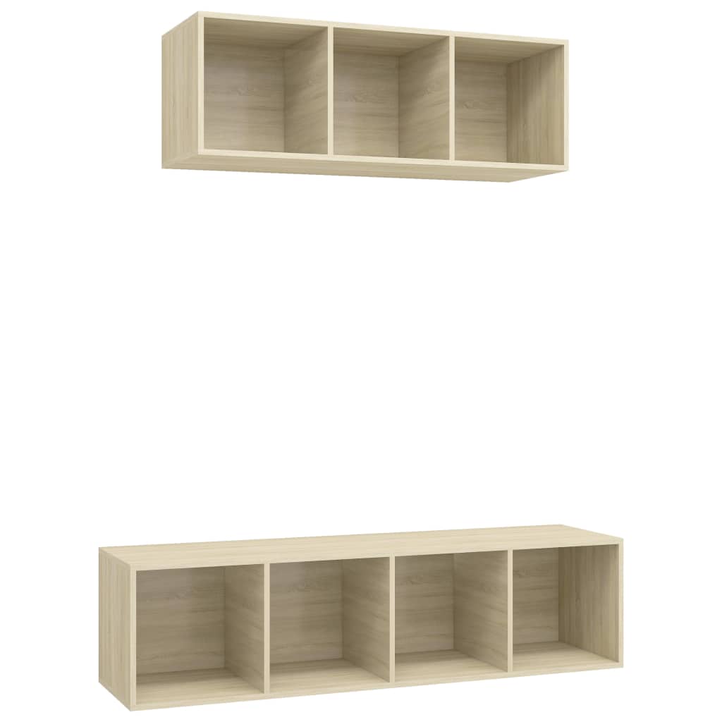 Set Porta TV 2 pz Rovere Sonoma in Truciolato - homemem39