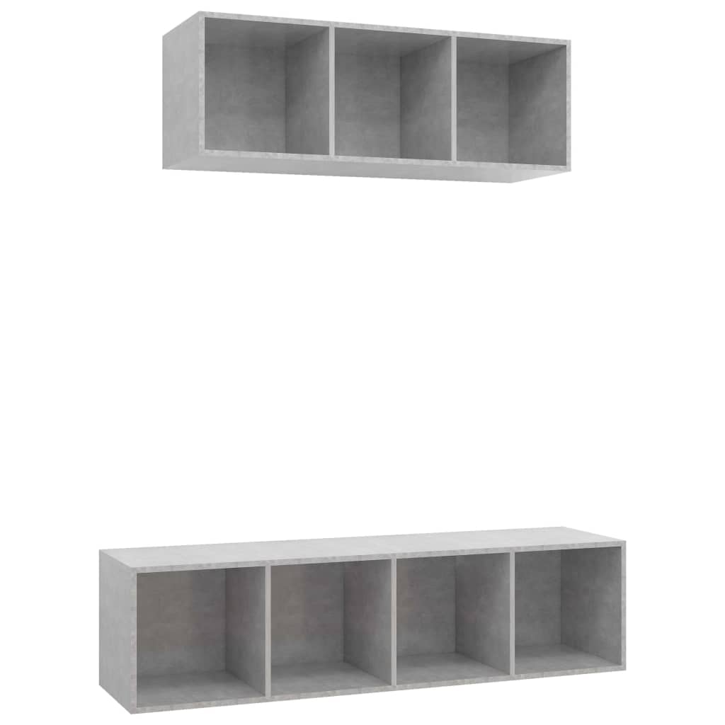 Set Porta TV 2 pz Grigio Calcestruzzo in Truciolato - homemem39