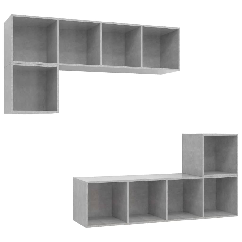 Set Porta TV 4 pz Grigio Cemento in Truciolato - homemem39