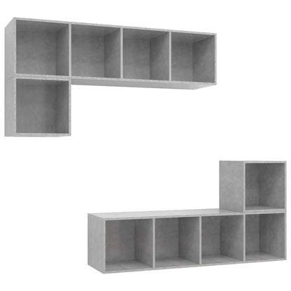 Set Porta TV 4 pz Grigio Cemento in Truciolato - homemem39