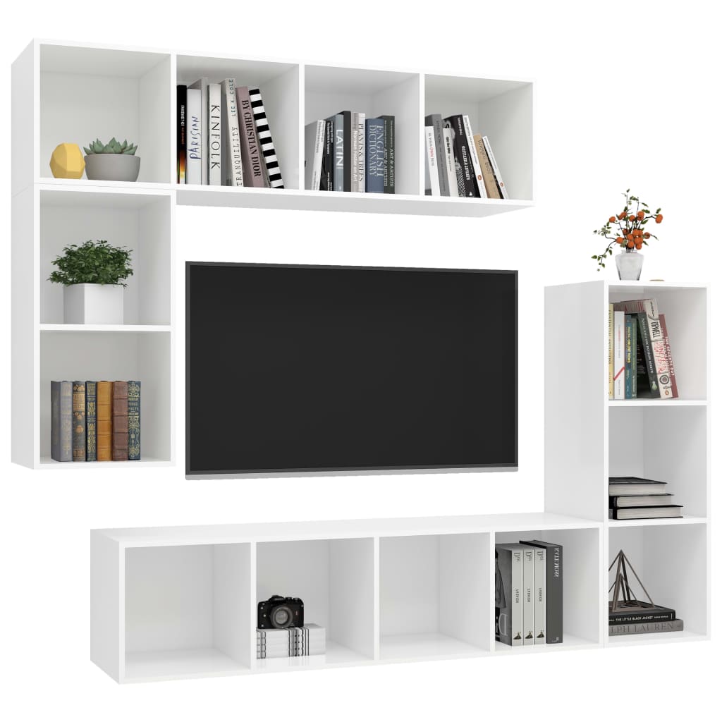 Set di Mobili Porta TV 4 pz Bianco in Legno Multistrato - homemem39