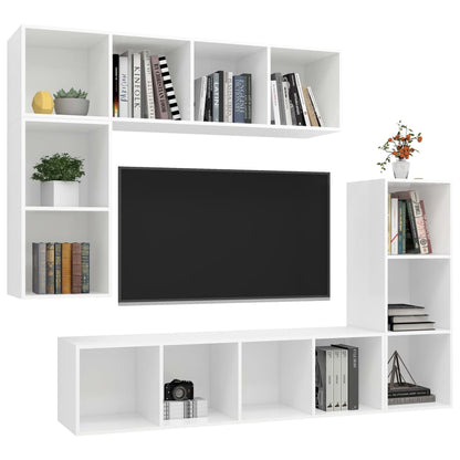 Set di Mobili Porta TV 4 pz Bianco in Legno Multistrato - homemem39