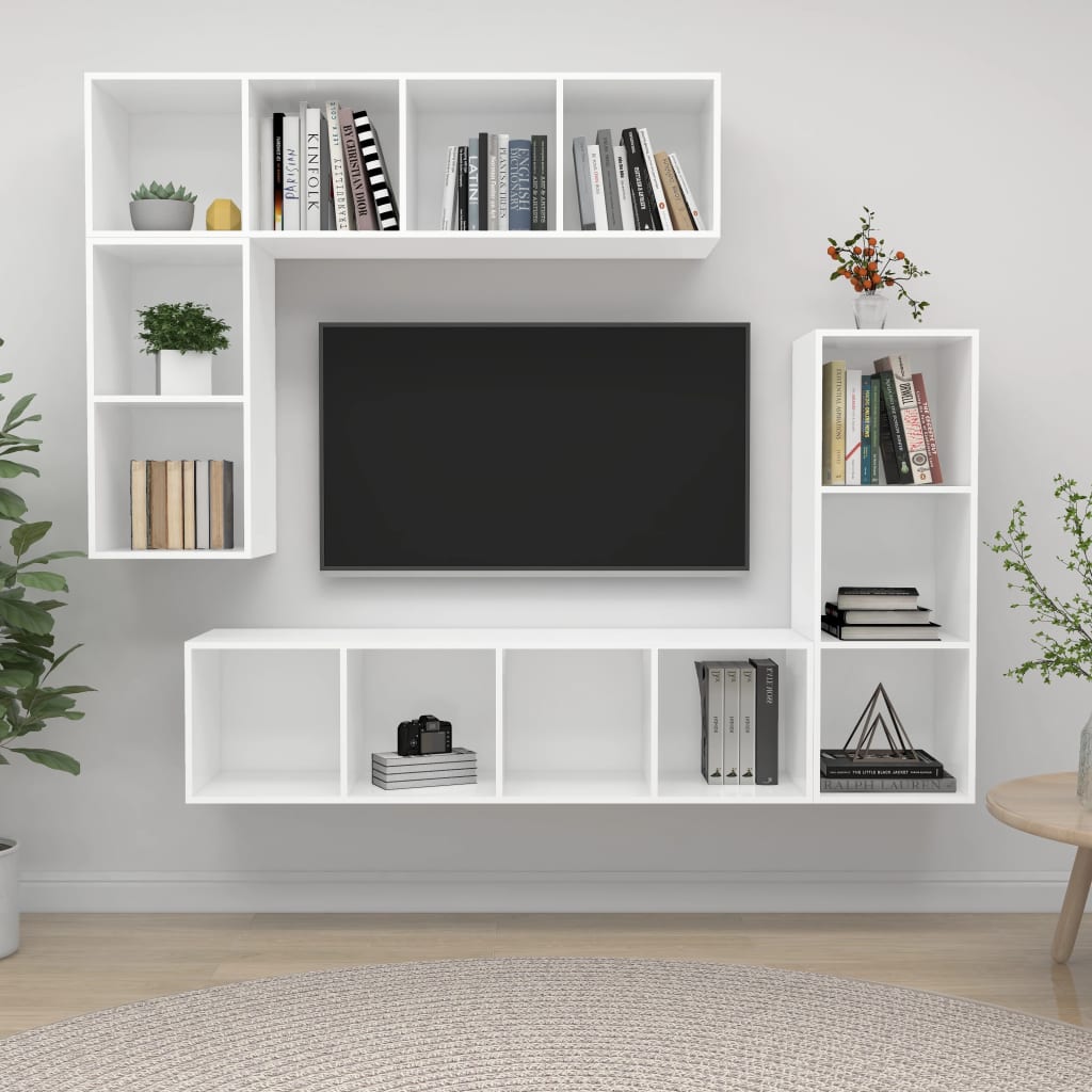 Set di Mobili Porta TV 4 pz Bianco in Legno Multistrato - homemem39