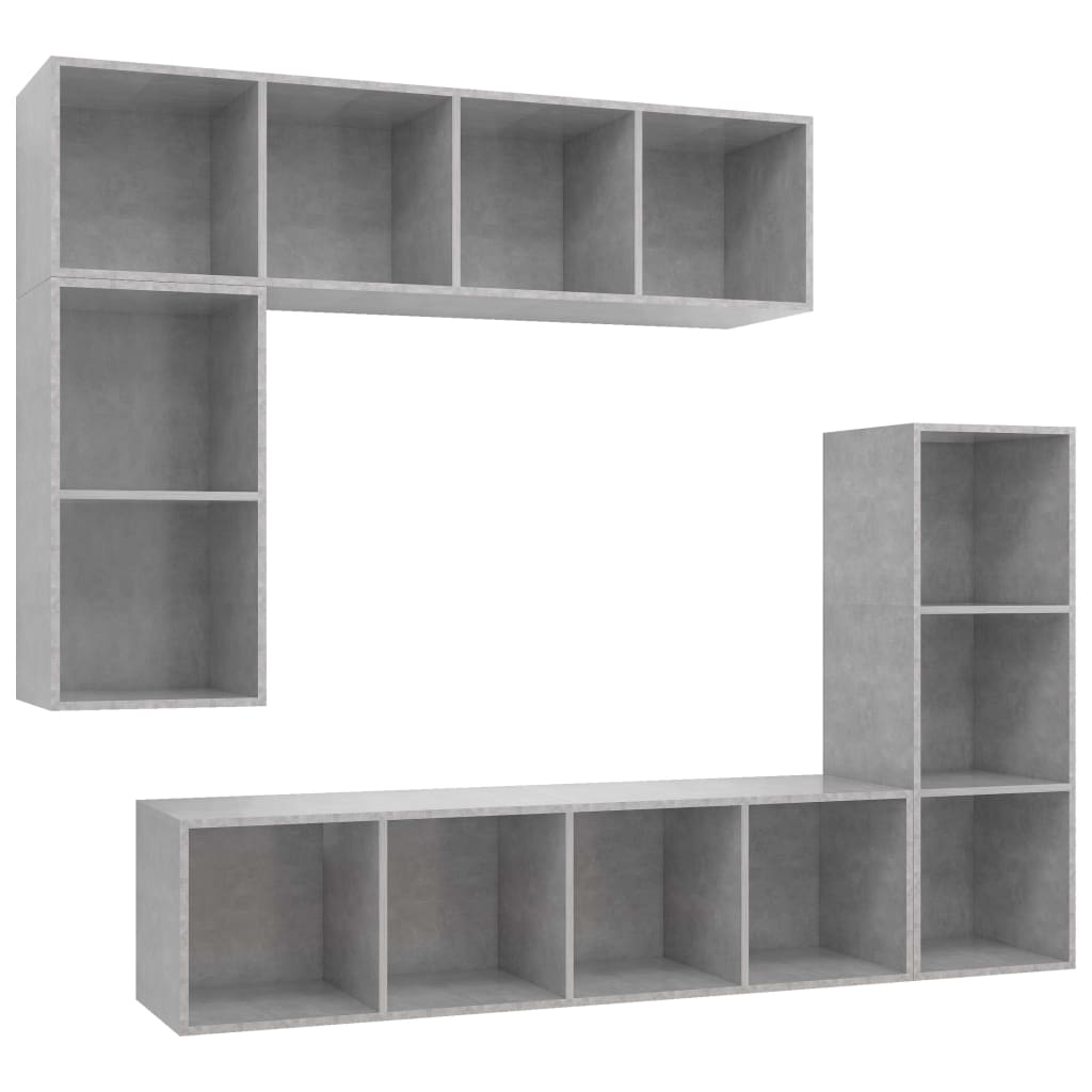 Set di Mobili Porta TV 4 pz Grigio Cemento in Legno Multistrato - homemem39
