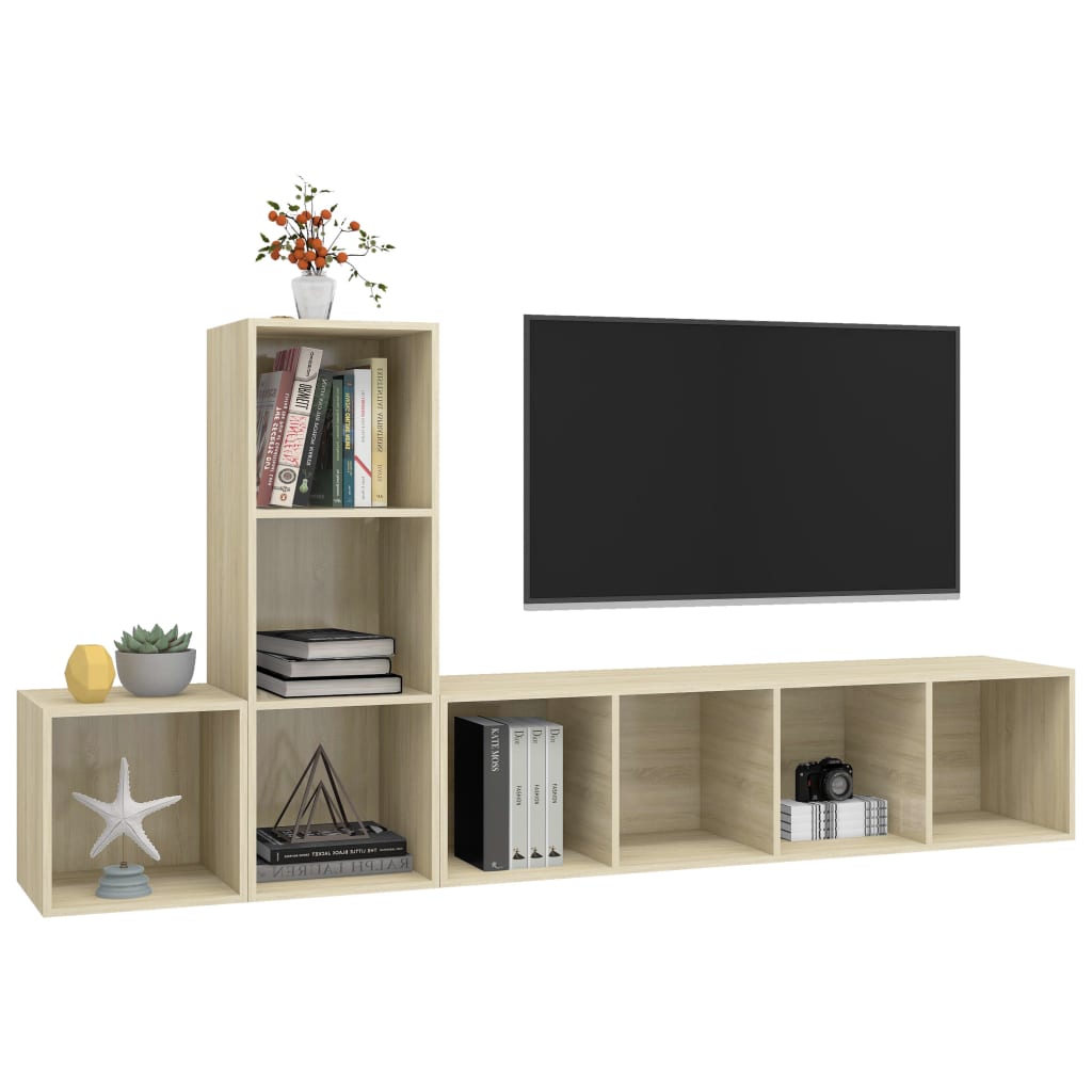 Set Porta TV 3 pz Rovere Sonoma in Truciolato - homemem39