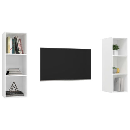 Mobile TV a Parete 2 pz Bianco in Truciolato - homemem39