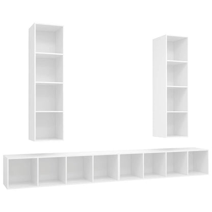 Mobili TV a Parete 4 pz Bianco in Legno Multistrato