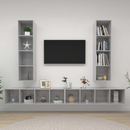 Mobile TV a Parete 4 pz Grigio Cemento in Legno Multistrato - homemem39