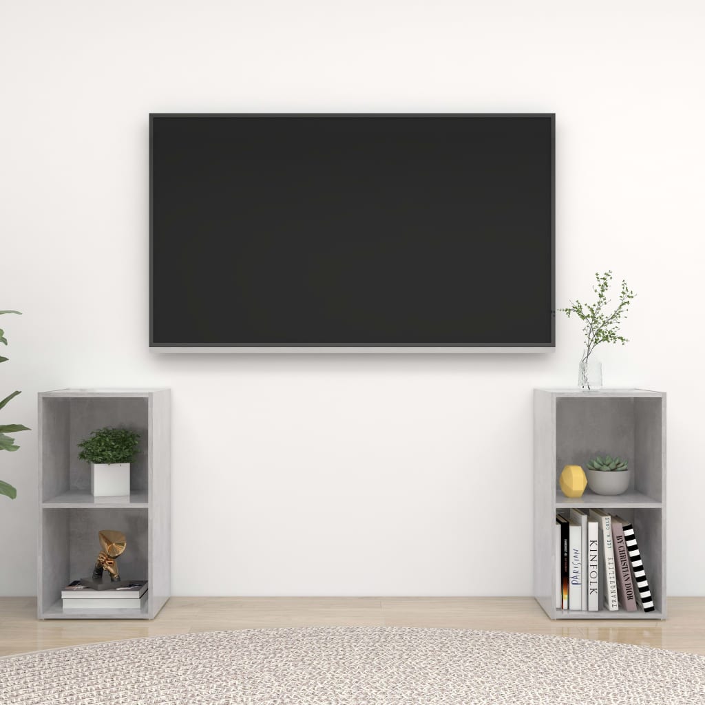 Mobili TV 2 pz Grigio Cemento 72x35x36,5cm in Legno Multistrato - homemem39