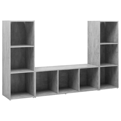 Mobili TV 3 pz Grigio Cemento 107x35x37 cm in Legno Multistrato - homemem39