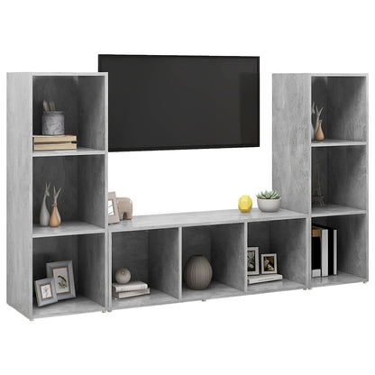Mobili TV 3 pz Grigio Cemento 107x35x37 cm in Legno Multistrato - homemem39