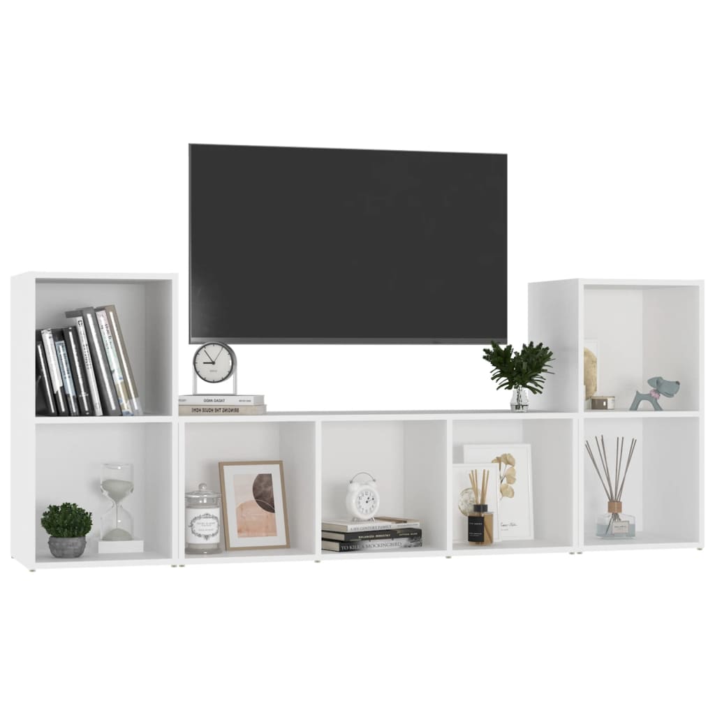 Set Mobili Porta TV 3 pz Bianco in Legno Multistrato - homemem39