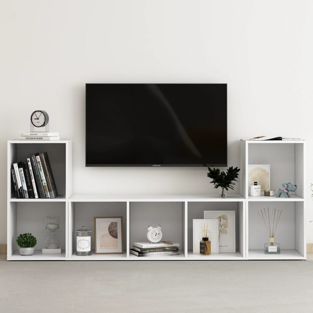 Set Mobili Porta TV 3 pz Bianco in Legno Multistrato - homemem39
