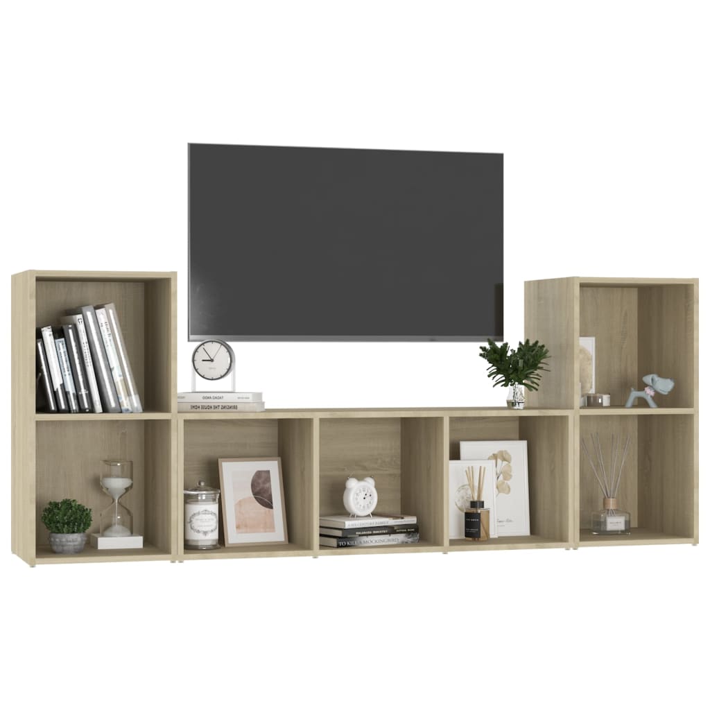 Set Mobile TV 3 pz Rovere Sonoma in Legno Multistrato