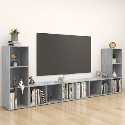 Mobili TV 4 pz Grigio Cemento 107x35x37 cm in Legno Multistrato - homemem39