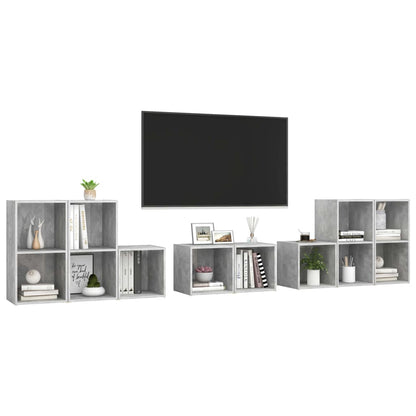 Set Mobile TV 8 pz Grigio Cemento in Legno Multistrato - homemem39