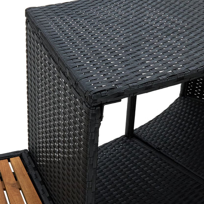 Bordo Spa Nero Polyrattan e Legno Massello di Acacia