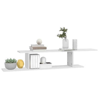 Scaffale TV Parete Rovere Bianco 125x18x23 cm Legno Multistrato