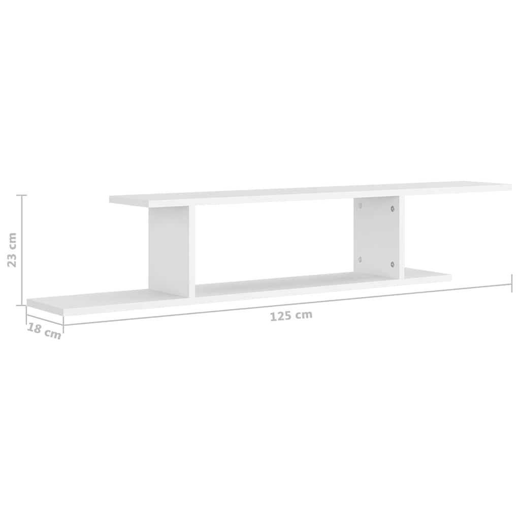 Scaffale TV Parete Rovere Bianco 125x18x23 cm Legno Multistrato
