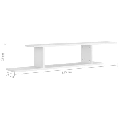 Scaffale TV Parete Rovere Bianco 125x18x23 cm Legno Multistrato