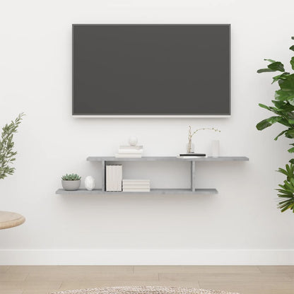 Scaffale TV Parete Grigio Cemento 125x18x23cm Legno Multistrato | homemem39