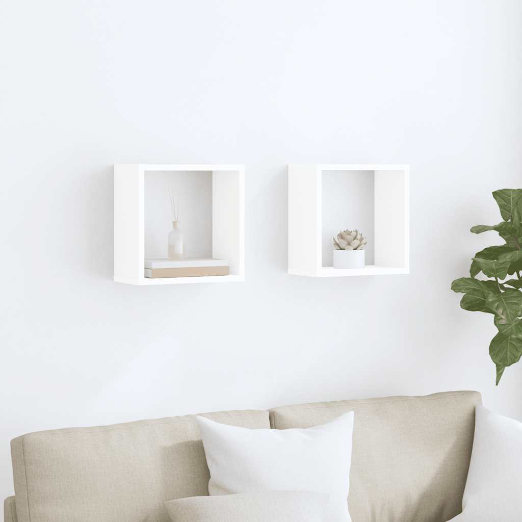 Mensole Parete a Cubo 2 pz Bianche 30x15x30cm | homemem39