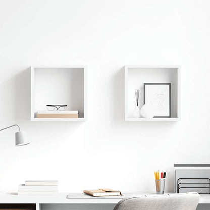 Mensole Parete a Cubo 2 pz Bianche 30x15x30cm | homemem39