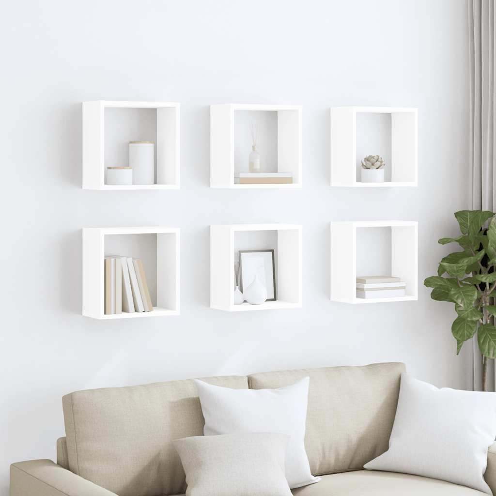 Mensole Parete a Cubo 6 pz Bianche 30x15x30 cm | homemem39