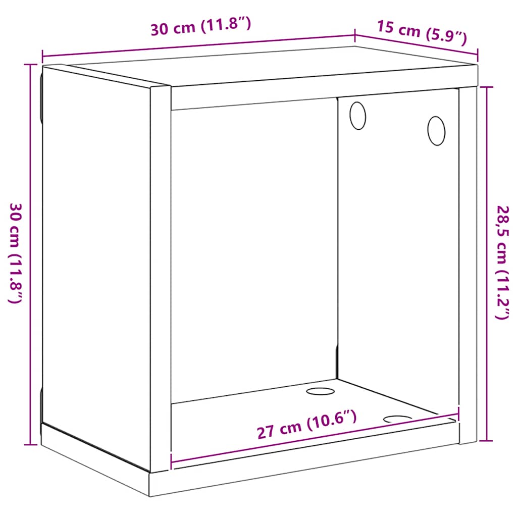 Mensole a Cubo 2 pz Rovere Sonoma 30x15x30 cm | homemem39